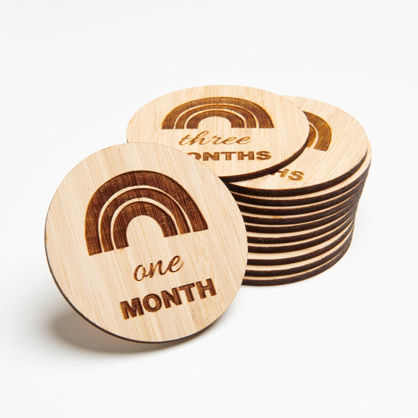 Boho Rainbow Milestone Tokens - Intricate Laser Design