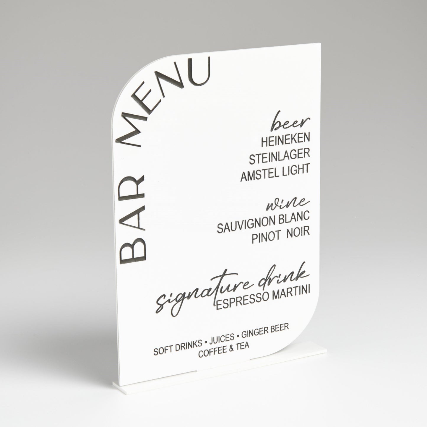 Curved Wedding Bar Sign - Intricate Laser Design