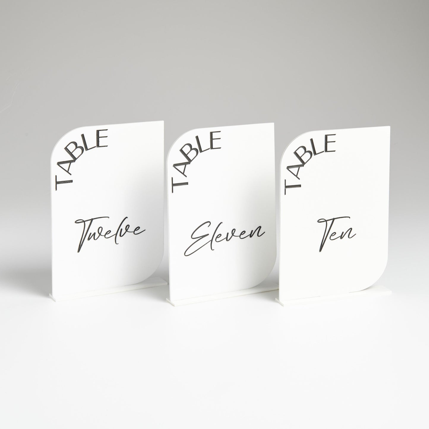 Curved Wedding Table Numbers - Intricate Laser Design