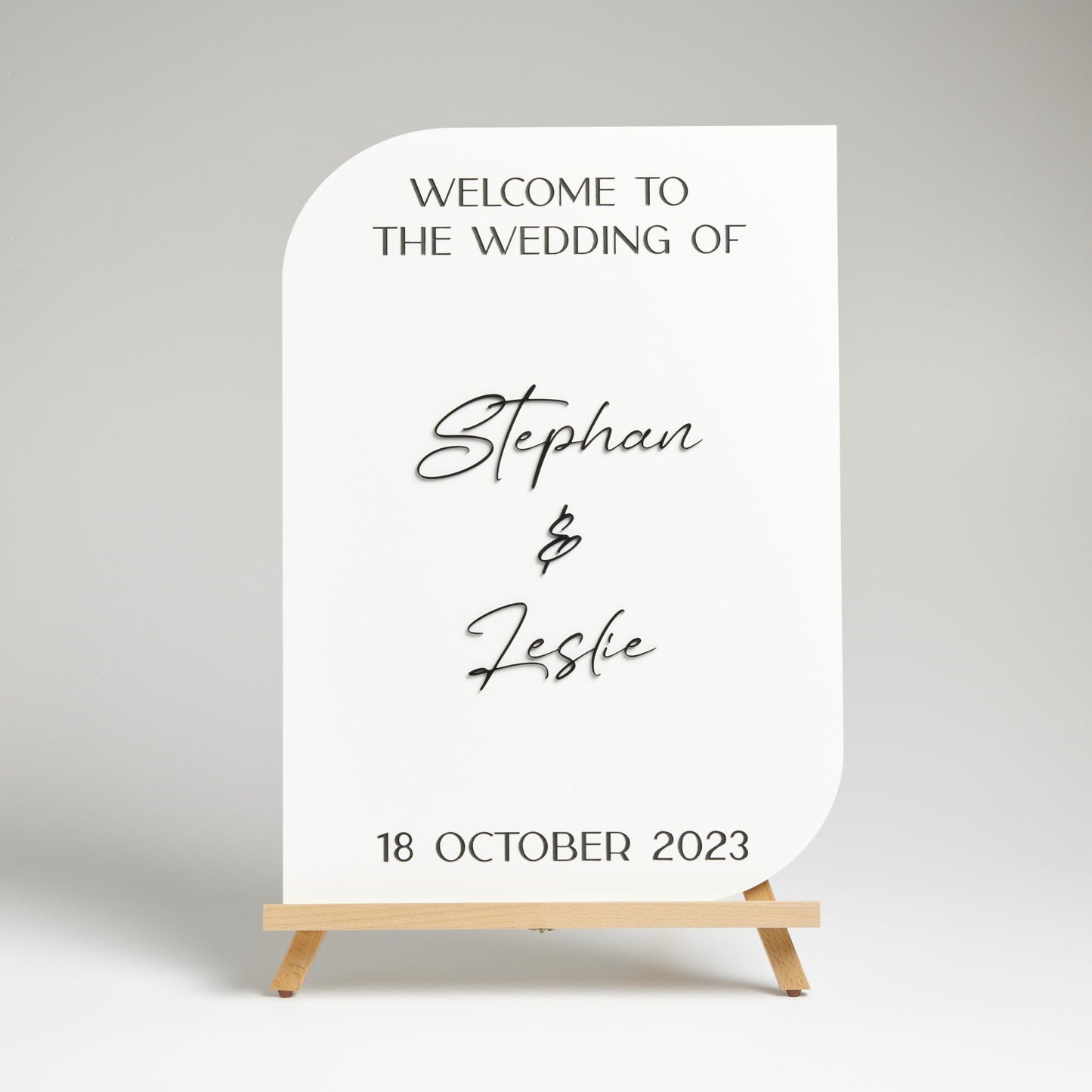 Curved Wedding Welcome Sign - Intricate Laser Design