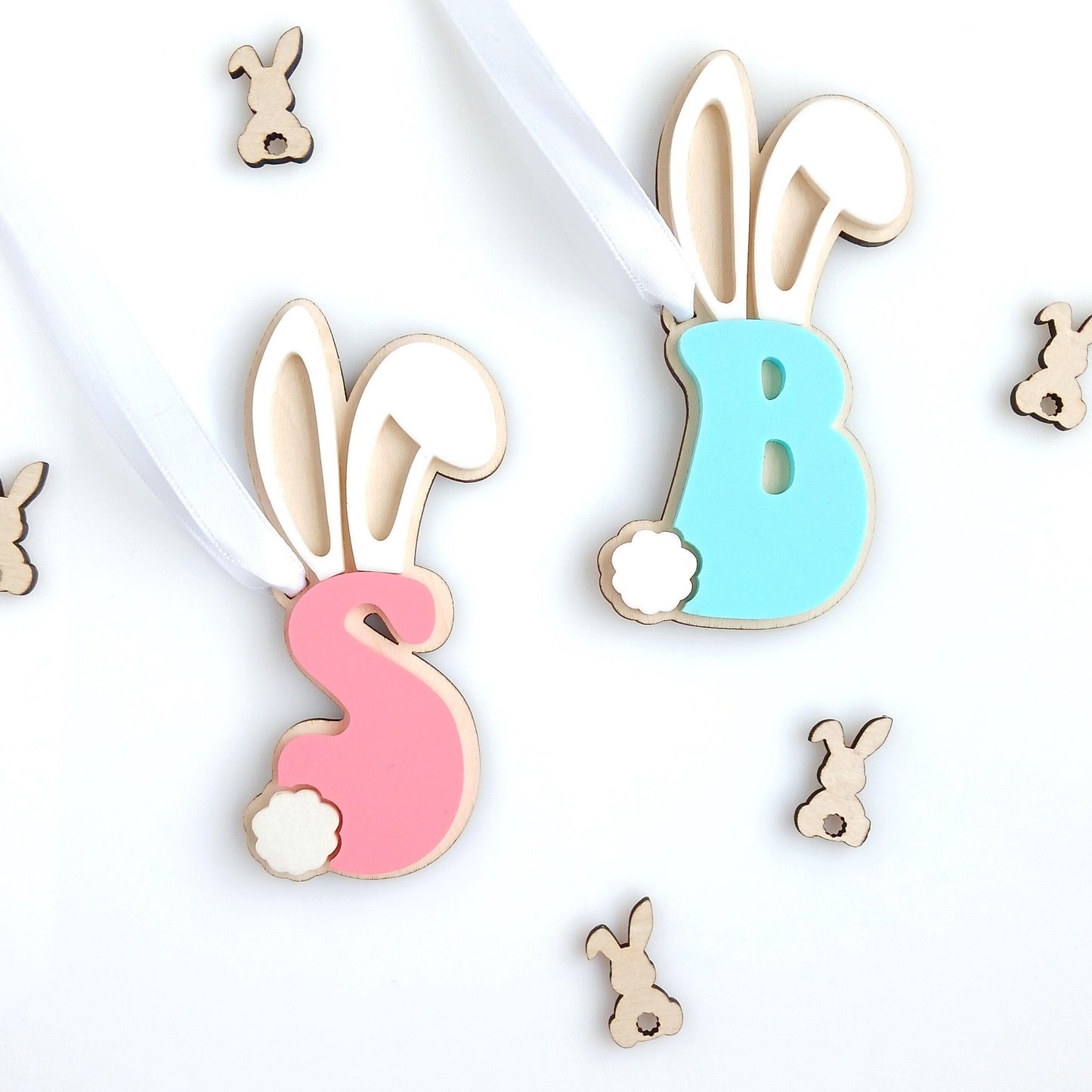 Easter Bunny Ear Initials - Intricate Laser Design