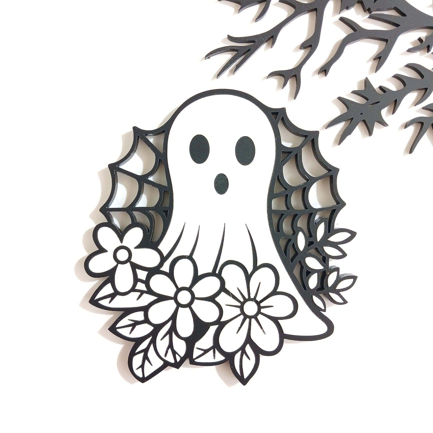 Floral Ghost Acrylic Wall Decor - Intricate Laser Design FloralGhost 2
