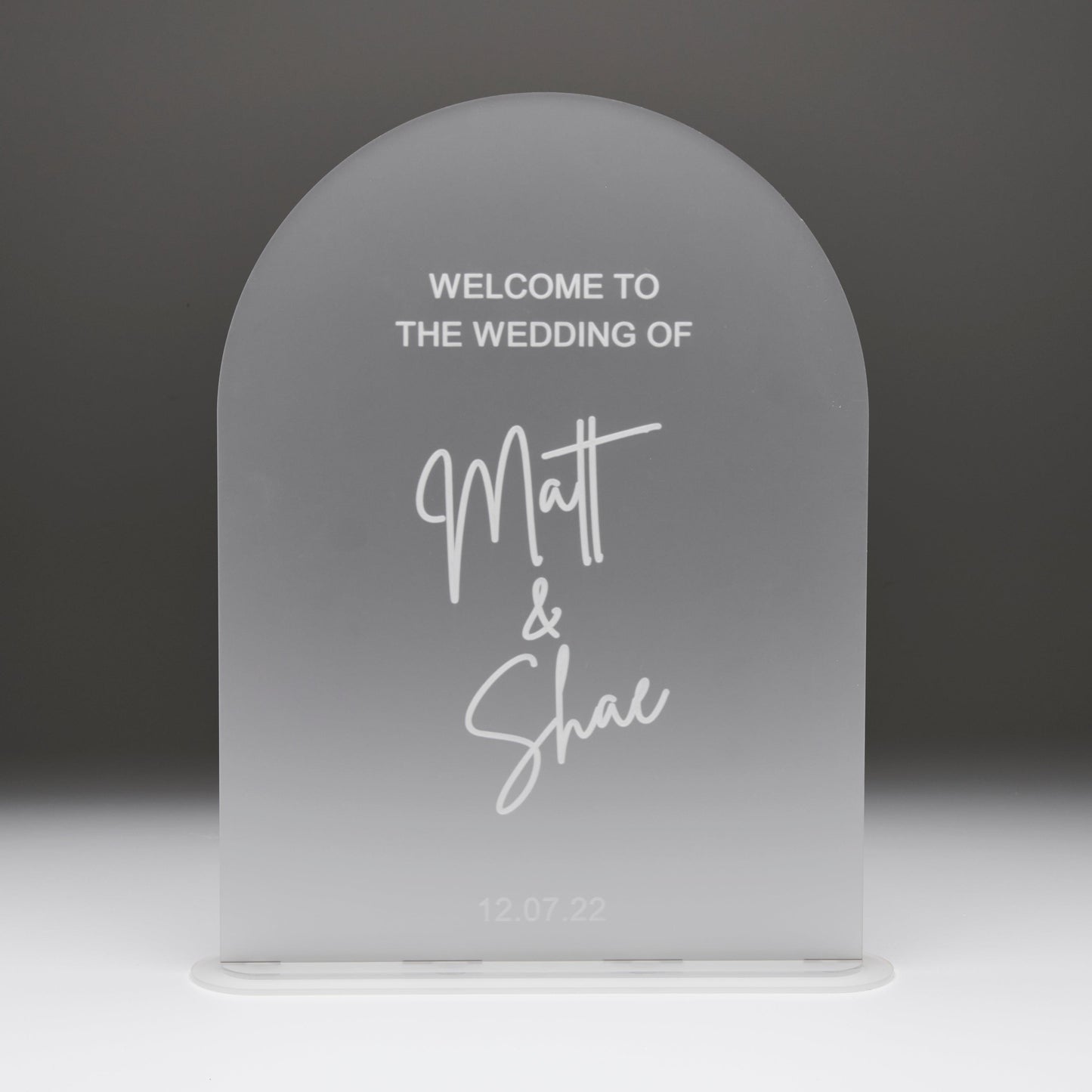 Frosted Arched Welcome Sign - Intricate Laser Design