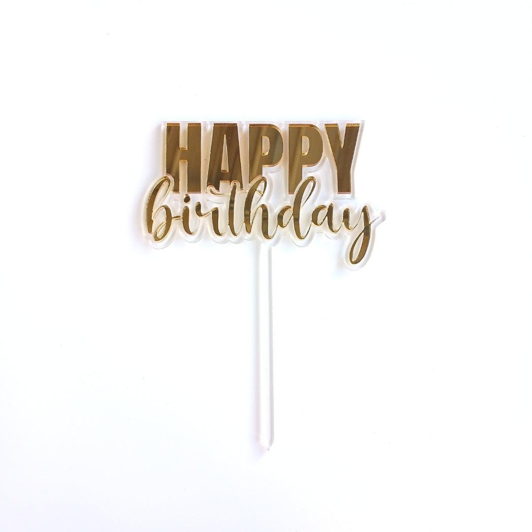 Invisible Happy Birthday Topper - Intricate Laser Design