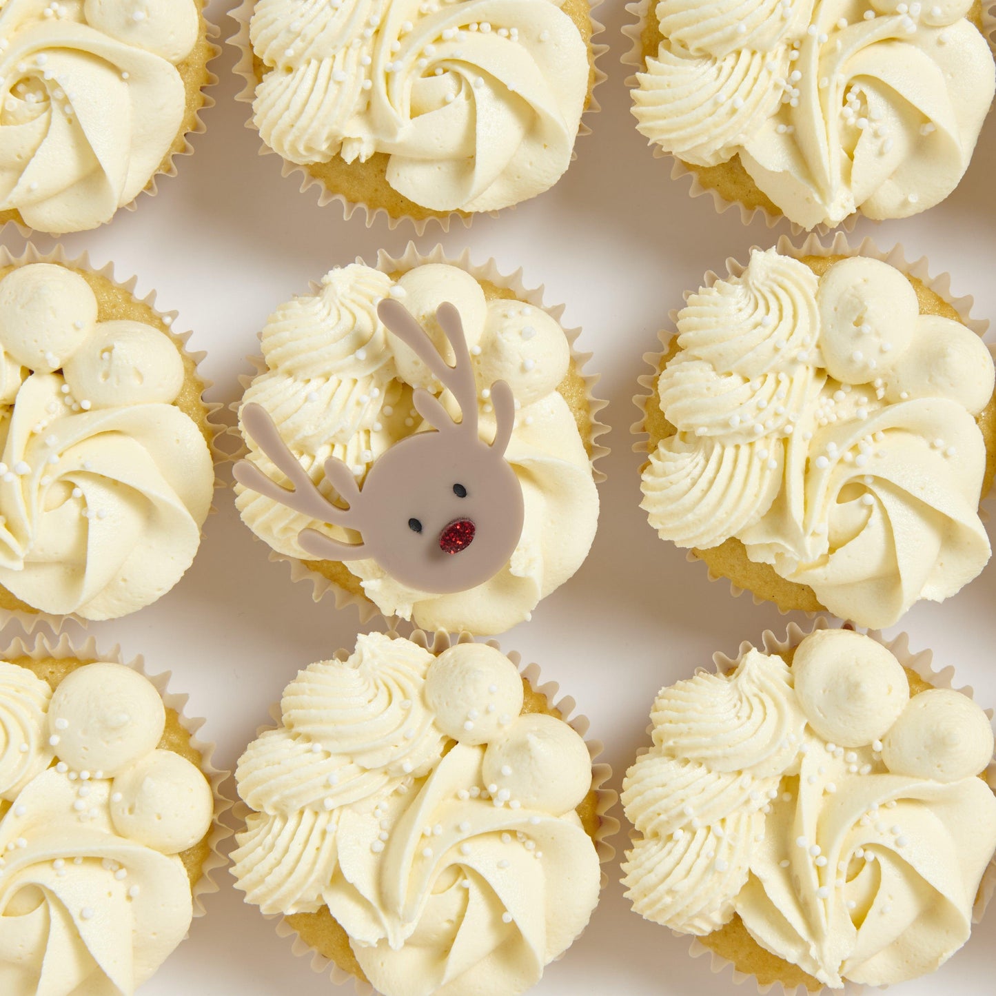 Deluxe Christmas Cupcake Charms - Intricate Laser Design - Rudolph