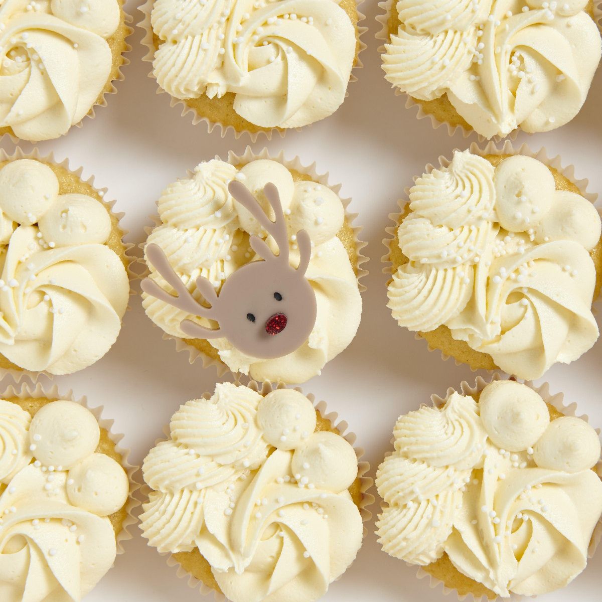 Deluxe Christmas Cupcake Charms - Intricate Laser Design - Rudolph