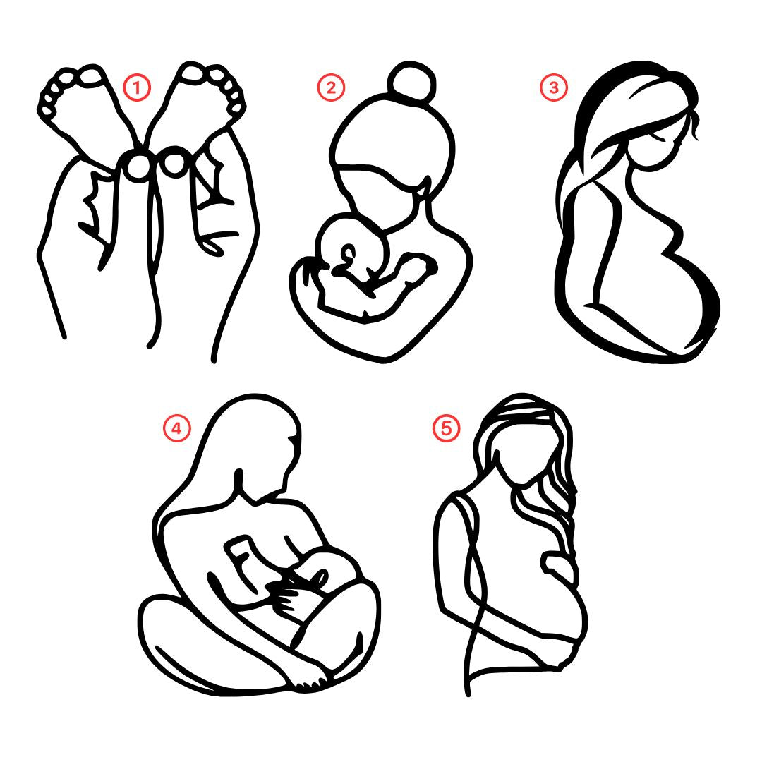 Line Art Cake Plaque options for pregnancy.