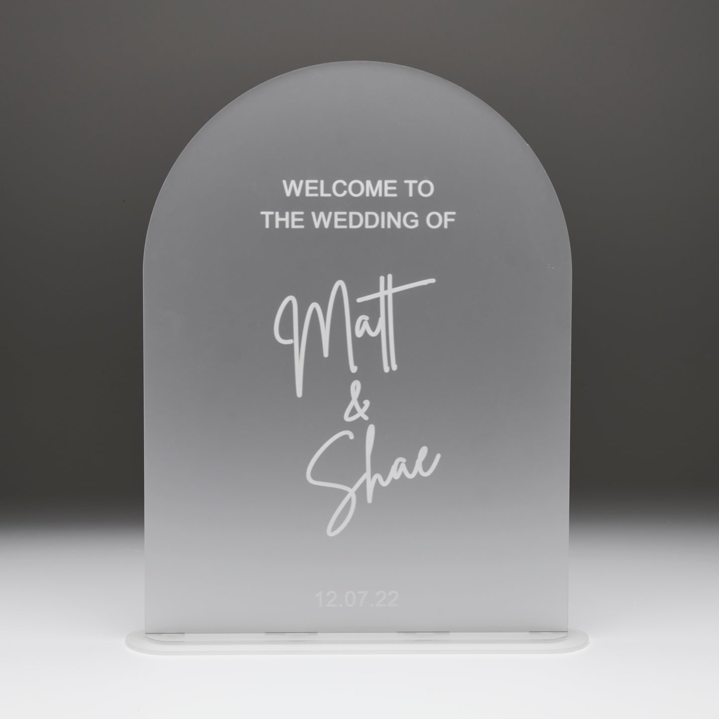 Frosted Arched Welcome Sign