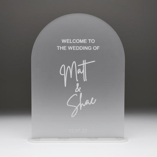 Frosted Arched Welcome Sign