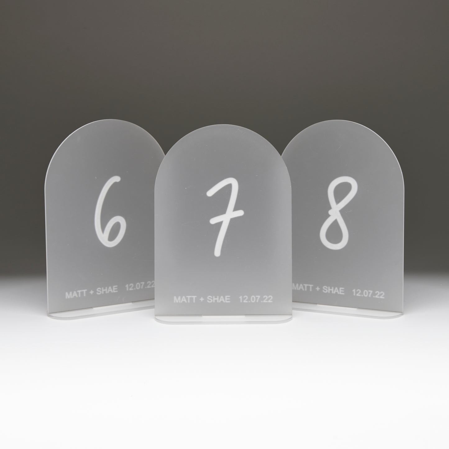 Frosted Arched Table Numbers