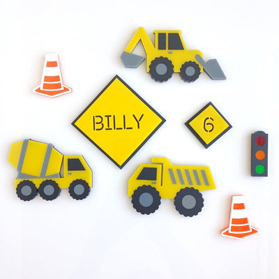 Construction Cake Topper Set - Intricate Laser Design