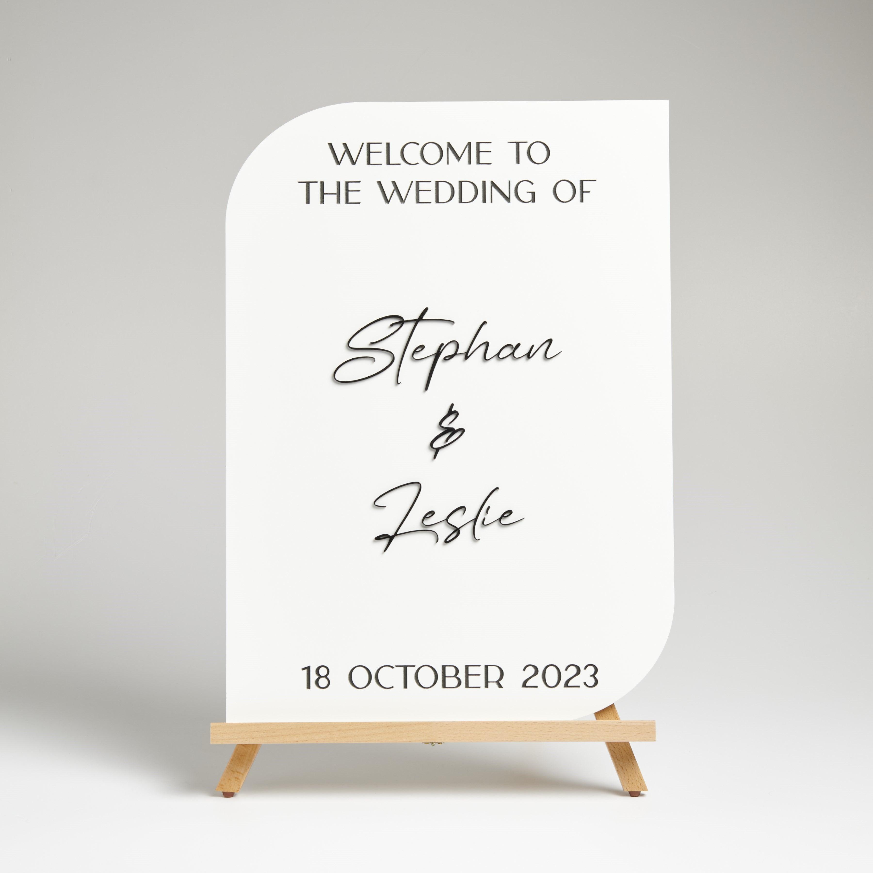 Curved Wedding Welcome Sign – Intricate Laser Design