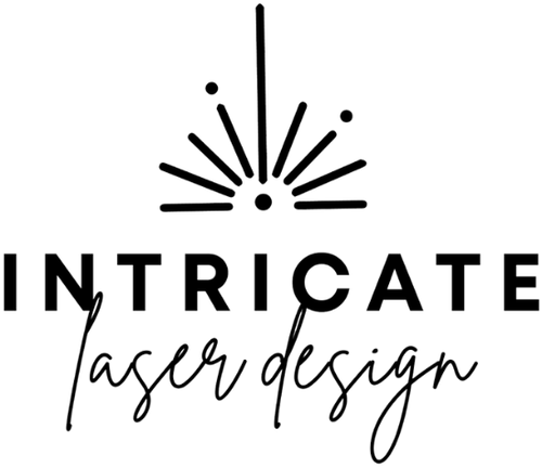 Iintricate Laser Design Black Logo on a clear background.