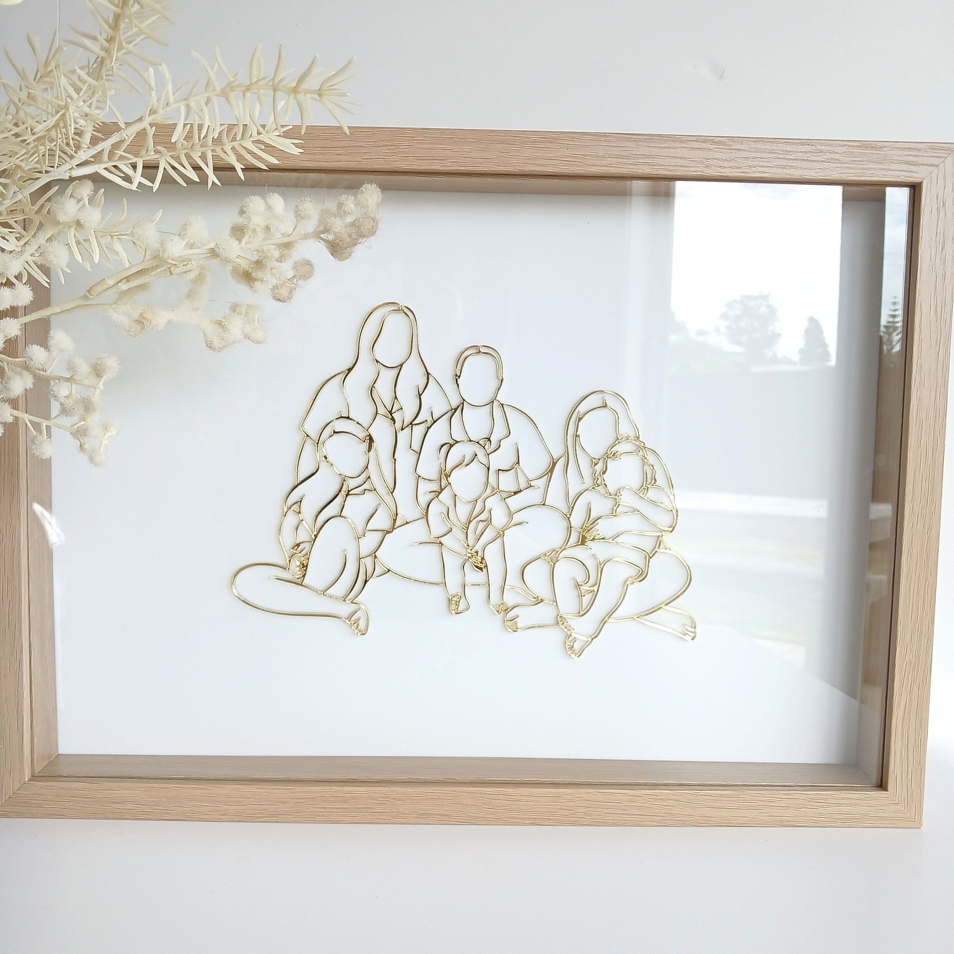 Image of our Framed Family Line Art piece.