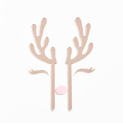 Reindeer Cake Topper Set - Intricate Laser Design  - Rose Gold
